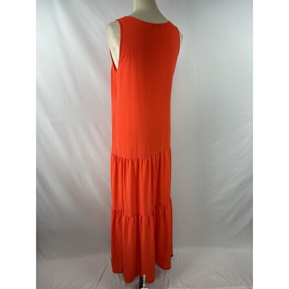 Elizabeth and James Maxi Dress Tomato Red Small Tiered Sleeveless Dopamine - Picture 3 of 11